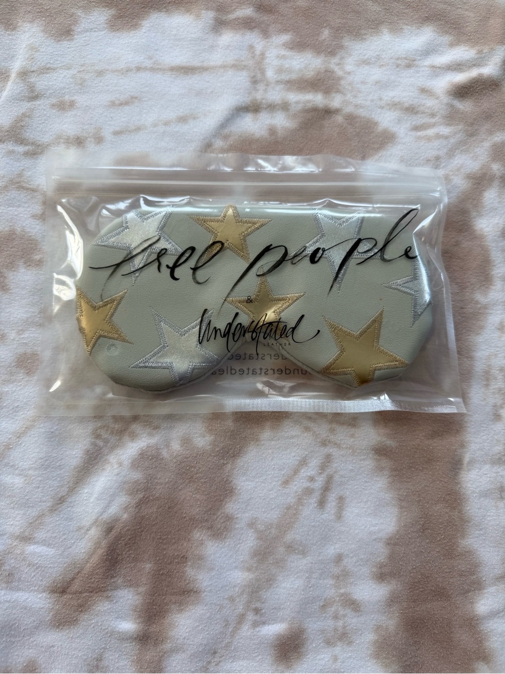 Free People Peach Sleep Mask with Metallic Star Embroidery - Sage